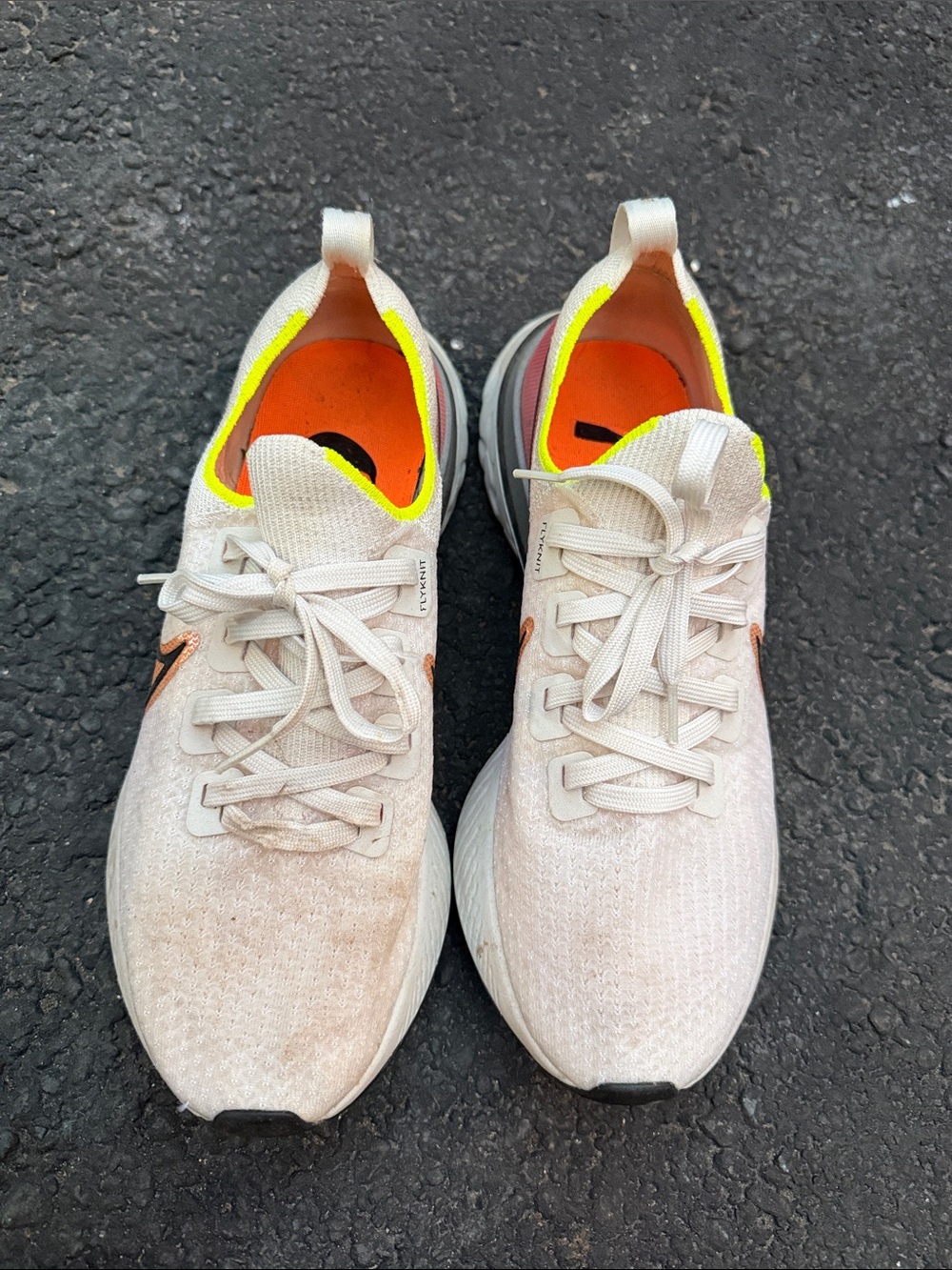 Nike React Infinity Run Flyknit Running Shoes Men's Size 9.5 White Neon Orange